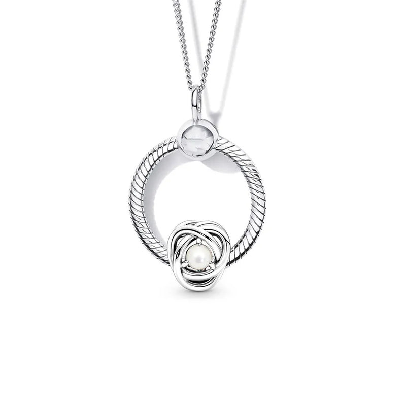 June Eternity Circle Charm Necklace Set For Womens