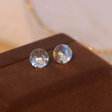 Korea Geometric Crystal Stud Earrings Sweet Heart Design Female Jewelry