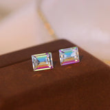 Korea Geometric Crystal Stud Earrings Sweet Heart Design Female Jewelry