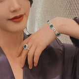 Lab Emerald Diamond Bangle 925 Sterling Silver Bracelet