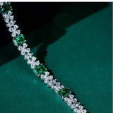 Lab Emerald Diamond Bangle 925 Sterling Silver Bracelet
