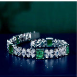 Lab Emerald Diamond Bangle 925 Sterling Silver Bracelet