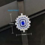 Lab Sapphire Diamond Bangle Bracelet Leather 925 Sterling Silver
