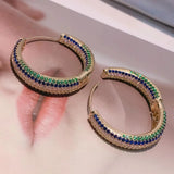 Large Hoop Earrings Big Circle Earrings Cubic Zircon Brincos E9514