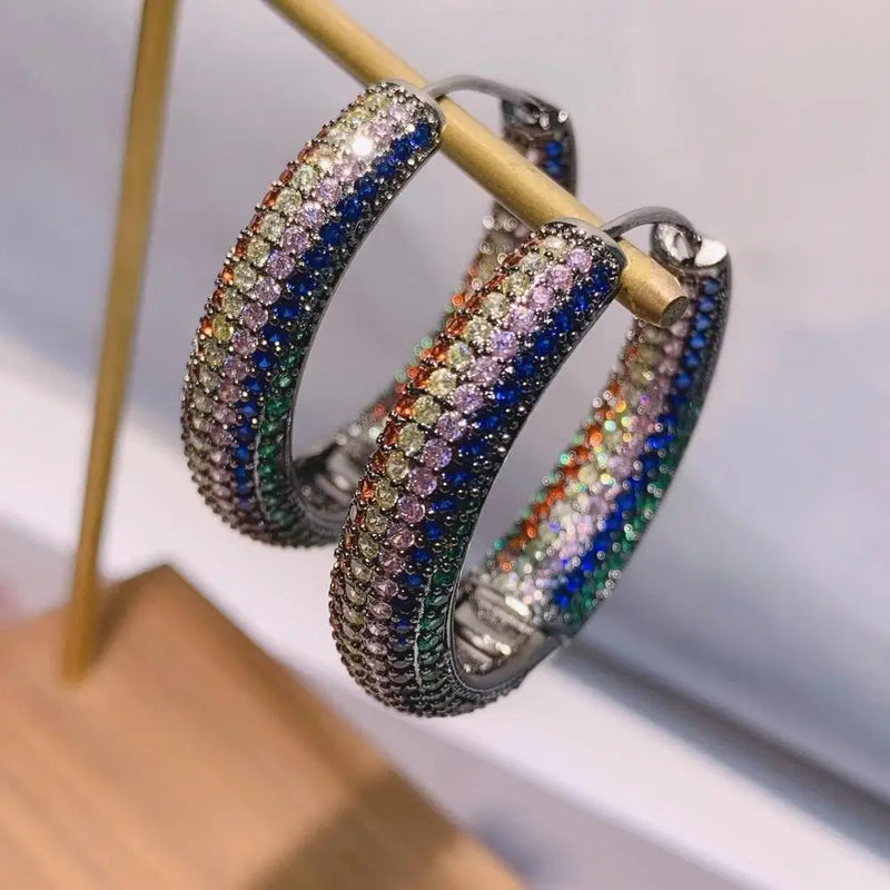 Large Hoop Earrings Big Circle Earrings Cubic Zircon Brincos E9514