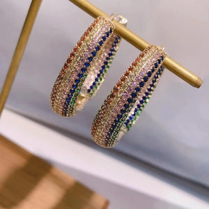Large Hoop Earrings Big Circle Earrings Cubic Zircon Brincos E9514