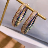Large Hoop Earrings Big Circle Earrings Cubic Zircon Brincos E9514