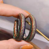 Large Hoop Earrings Big Circle Earrings Cubic Zircon Brincos E9514