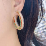 Large Hoop Earrings Big Circle Earrings Cubic Zircon Brincos E9514
