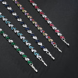 Leaf Charm CZ Bracelet for Bride Sliver Crystal Bangles