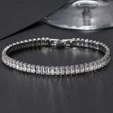 Leaf Charm CZ Bracelet for Bride Sliver Clear Crystal Bangles