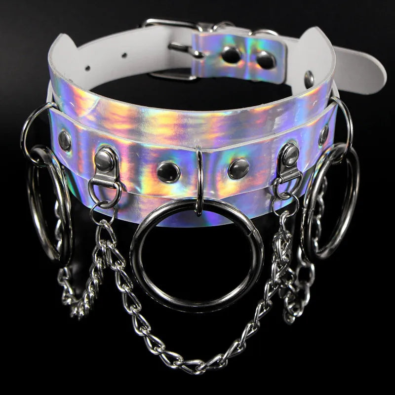 Leather Collar Women Chocker Party Costume Necklaes Round Choker Chain Necklace