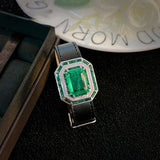 Lab Emerald Bangle Bracelet 925 Sterling Silver Wedding Bracelets For Women Men