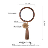Monogram Wrist Keychain Anti-lost O Keyring Leather Tassel Fur Key Chain