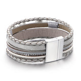 Braided Leather Starfish Shell Bracelet with Rhinestones