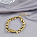 Link Chain Bangle Bracelet Stainless Steel Cuban Chain Jewelry Gift Set