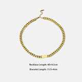 Link Chain Bangle Bracelet Stainless Steel Cuban Chain Jewelry Gift Set