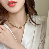 Link Chain Bangle Bracelet Stainless Steel Cuban Chain Jewelry Gift Set