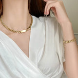 Link Chain Bangle Bracelet Stainless Steel Cuban Chain Jewelry Gift Set