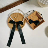 Pearl Bowknot Choker Necklace for Women Party