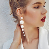 Colorful Boho Long Pearl Earrings Statement Wedding Earrings