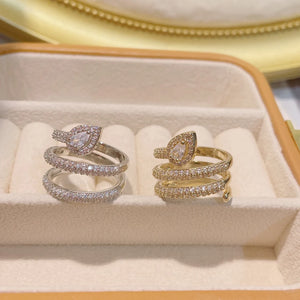 Water Drop CZ Engagement Ring For Women Wedding Bridal Adjust Ring