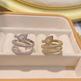 Water Drop CZ Engagement Ring For Women Wedding Bridal Adjust Ring