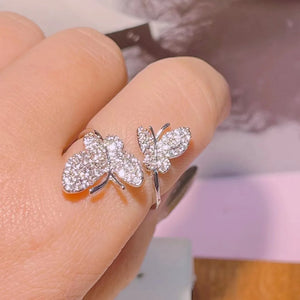 Butterfly CZ Engagement Finger Ring Women Wedding Bridal Dubai Adjust Ring