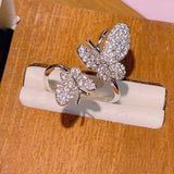 Butterfly CZ Engagement Finger Ring Women Wedding Bridal Dubai Adjust Ring