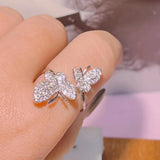Butterfly CZ Engagement Finger Ring Women Wedding Bridal Dubai Adjust Ring