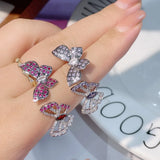 Butterfly Cubic Zircon Engagement Finger Rings For Women Wedding Bridal