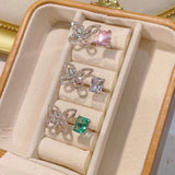 Butterfly Square Cubic Zircon Engagement Finger Rings For Women Wedding