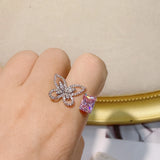 Butterfly Square Cubic Zircon Engagement Finger Rings For Women Wedding