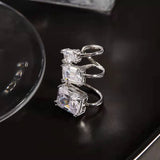 Crystal Clip Earrings CZ Tassel Hoop Ear Cuff Jewelry