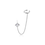 Crystal Clip Earrings CZ Tassel Hoop Ear Cuff Jewelry