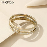 Crystal Open Bracelet Bangle for Women Stainless Steel Charm Zirconia Jewelry