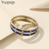 Crystal Open Bracelet Bangle for Women Stainless Steel Charm Zirconia Jewelry