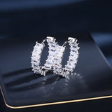 Pink Crystal Circle Hoop Earrings Women's Party Jewelry