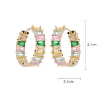 Pink Crystal Circle Hoop Earrings Women's Party Jewelry