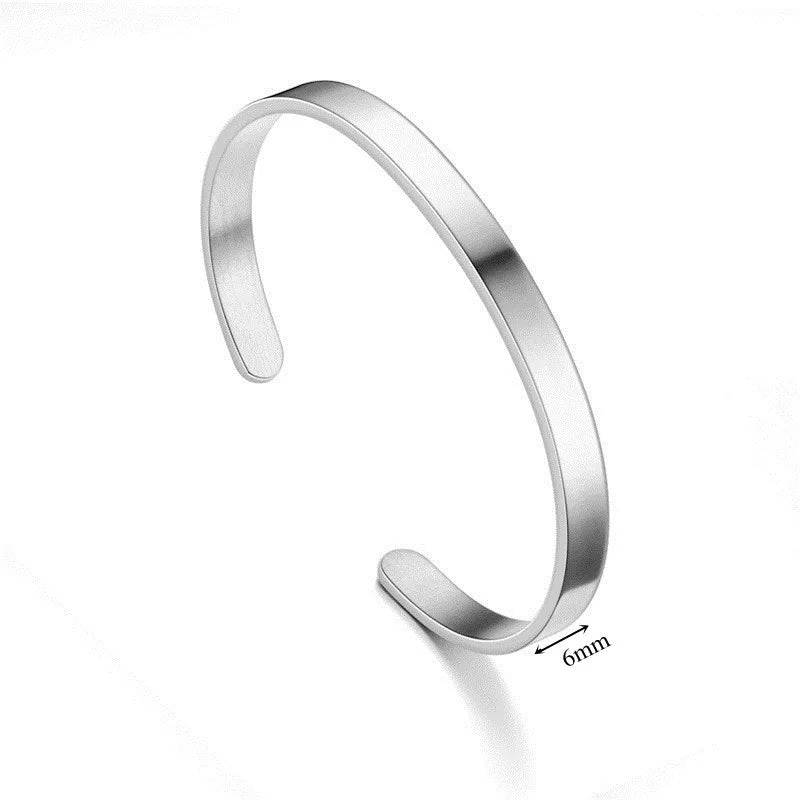Cuff Bracelets Bangles Men Women Stainless Steel 6mm Width Bangle Bracelet
