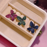 Colorful CZ Engagement Finger Ring Wedding Bridal Adjust Ring