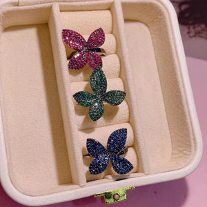 Colorful CZ Engagement Finger Ring Wedding Bridal Adjust Ring