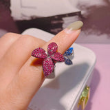 Colorful CZ Engagement Finger Ring Wedding Bridal Adjust Ring