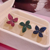 Colorful CZ Engagement Finger Ring Wedding Bridal Adjust Ring
