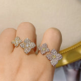Flower Design CZ Engagement Ring for Women Wedding Dubai Bridal J2144
