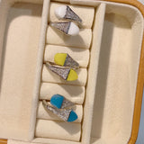 Cubic Zircon Engagement Rings for Women Wedding Bridal DUBAI Adjust Ring