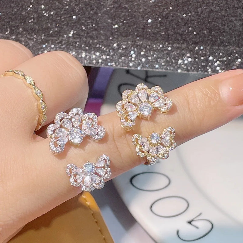 Cubic Zircon Engagement Ring for Women Wedding DUBAI Bridal Adjust Ring