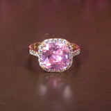 Square Cubic Zircon Engagement Ring for Women Wedding Bridal