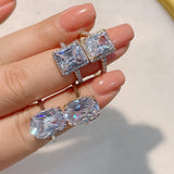 Square Cubic Zircon Engagement Finger Rings For Women Wedding