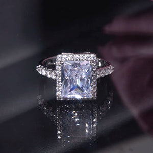 Square Cubic Zircon Engagement Finger Rings For Women Wedding